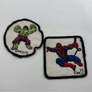 Vintage 1979 Marvel Hulk and Spider-Man Embroidered Patches